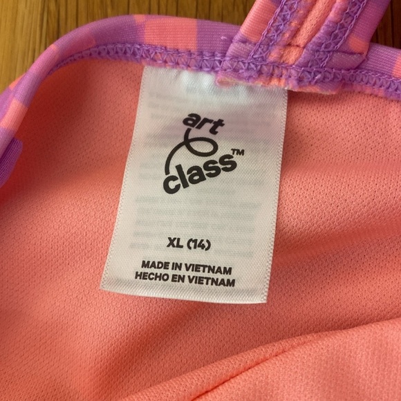 NWT Art Class Girls Pink and Purple Checkered One Piece Swimsuit Size XL - Picture 5 of 8